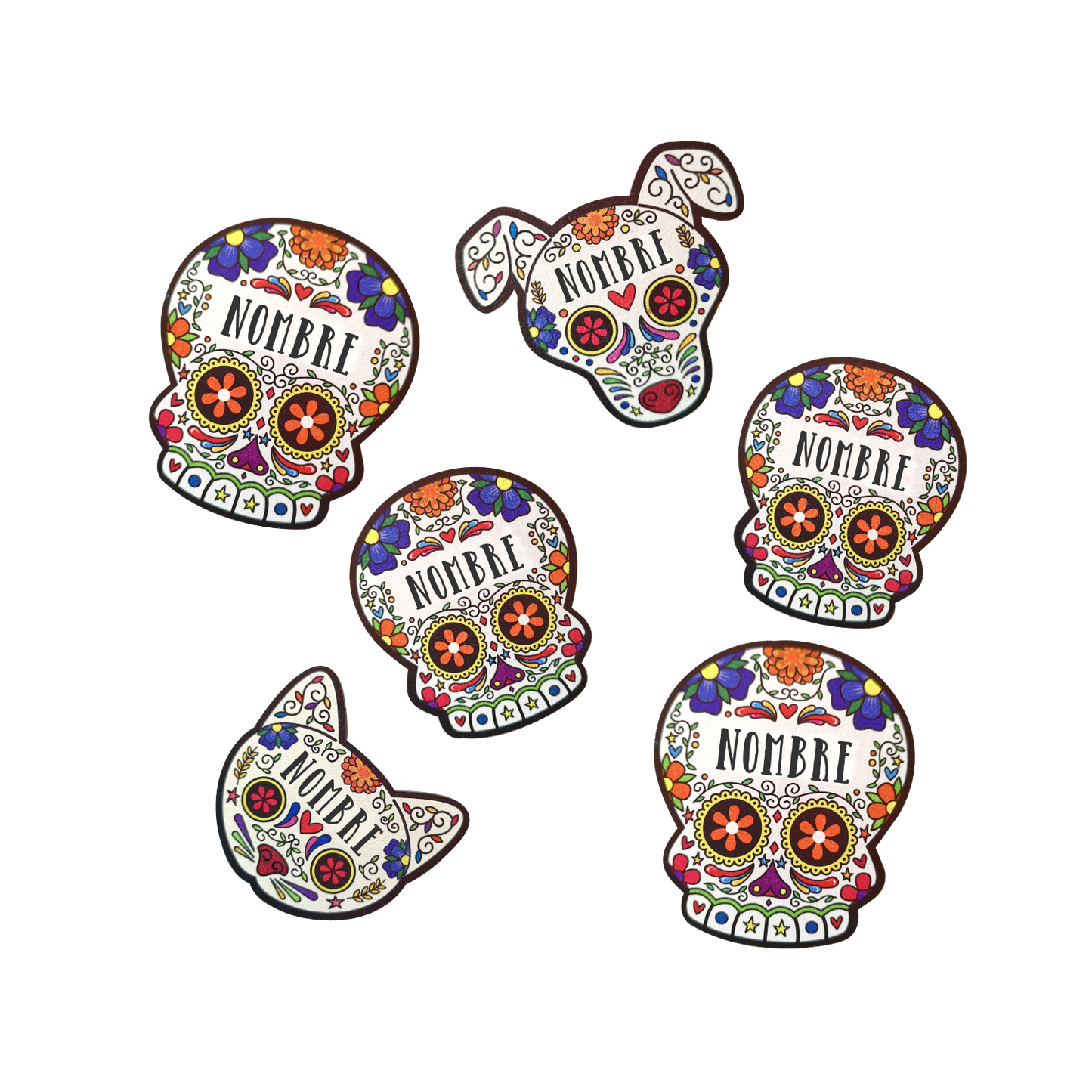 Juego de Figuras de Calavera de azúcar, personalizadas con Nombre